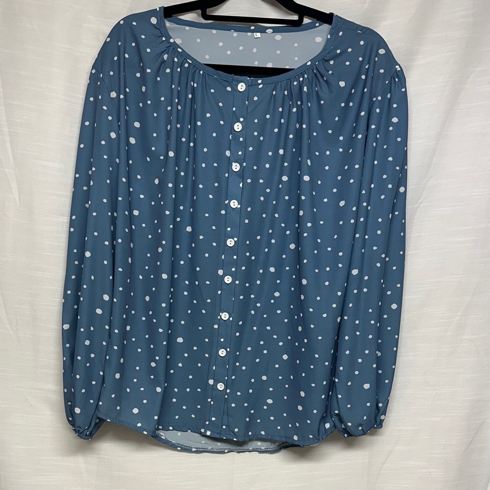 Blue Polka Dot Women's Top